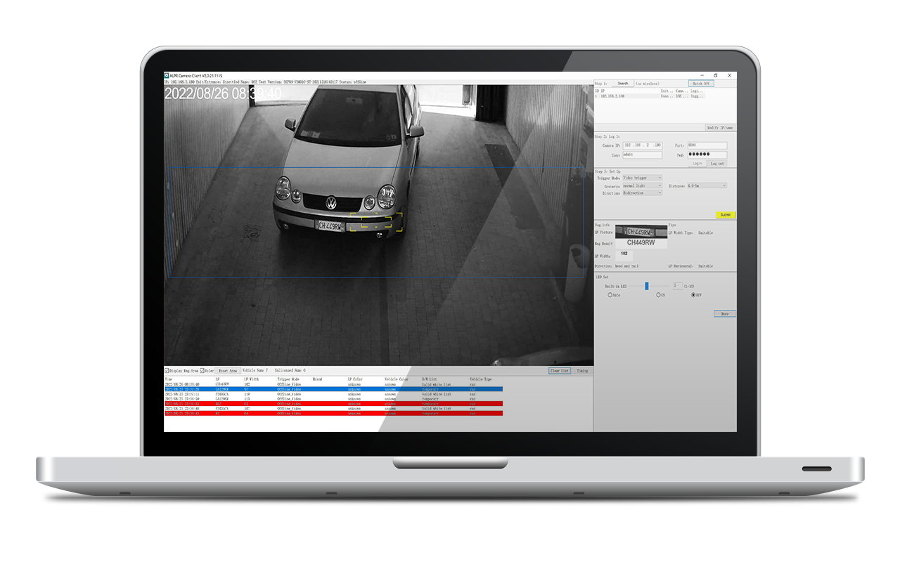Controllo telecamera IP ANPR da browser